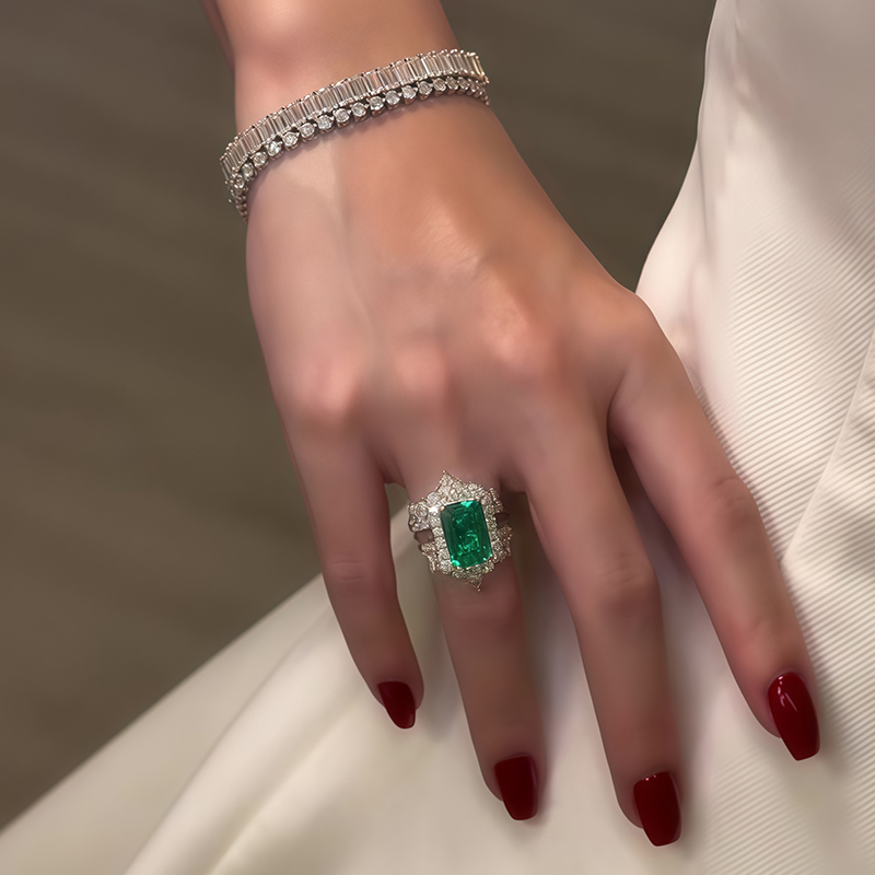 4ct Emerald Cut Paraíba Sapphire Ring Set / 3-Piece