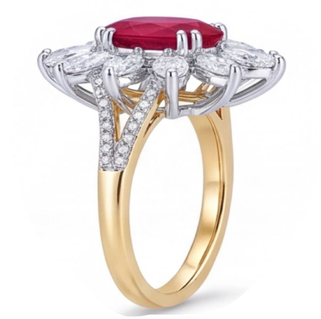 Original Design - 1.5ct Oval Cut Ruby Sapphire Engagement Ring
