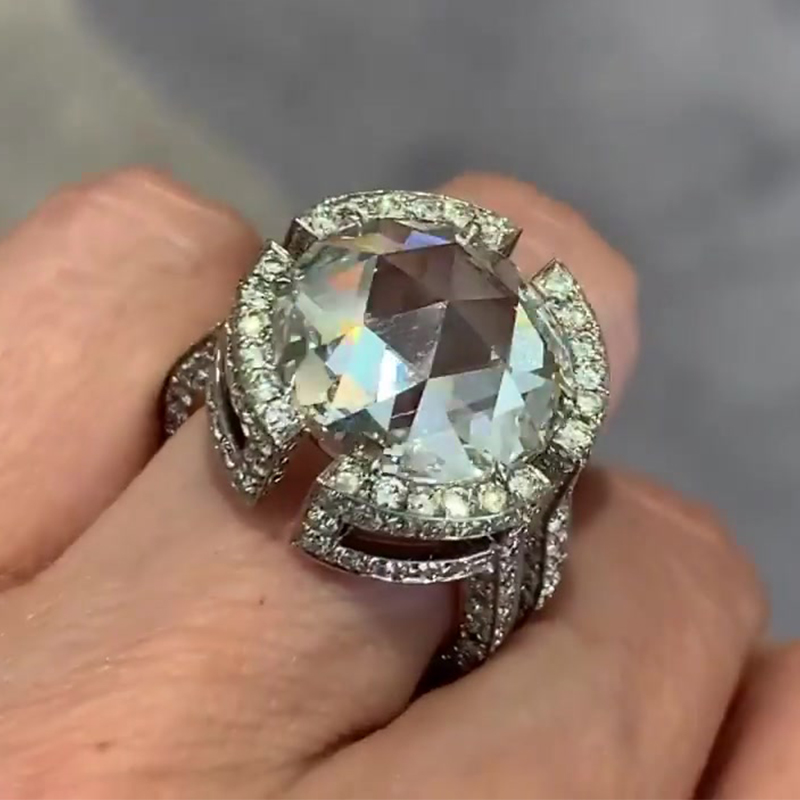 5ct Round Cut White Sapphire Cocktail Ring