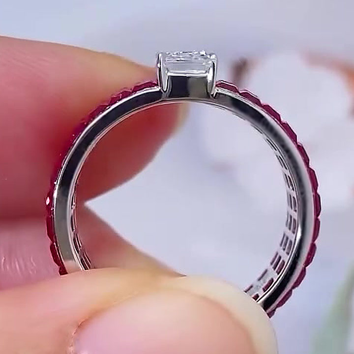 2ct Emerald Cut White Sapphire Engagement Ring