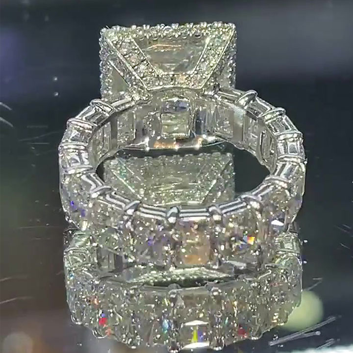 4ct Princess Cut White Sapphire Engagement Ring