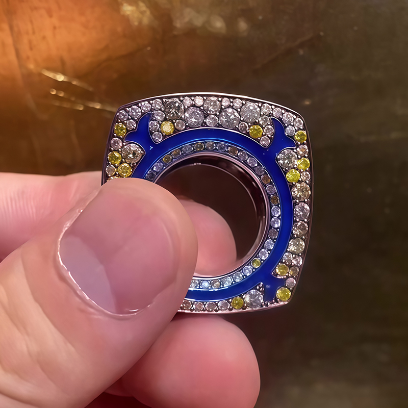 Cushion Cut Fancy Yellow Diamond & Multi-Gem Statement Ring