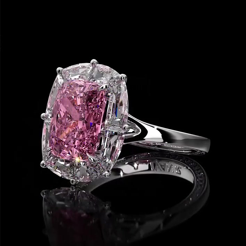 2ct Cushion Cut Pink Sapphire Diamond Ring
