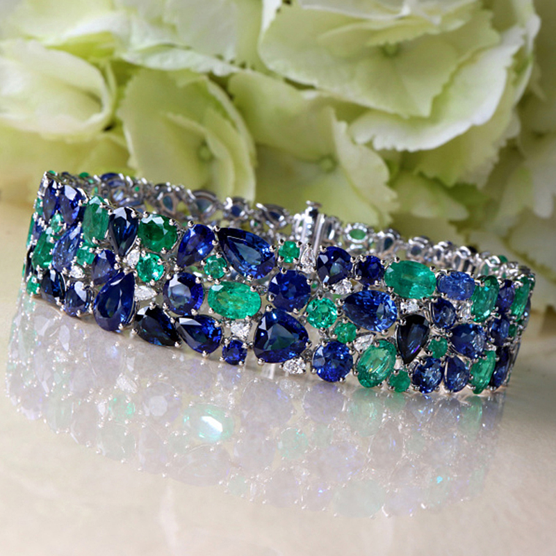 Two Tone Sapphire&Emerald Bracelet