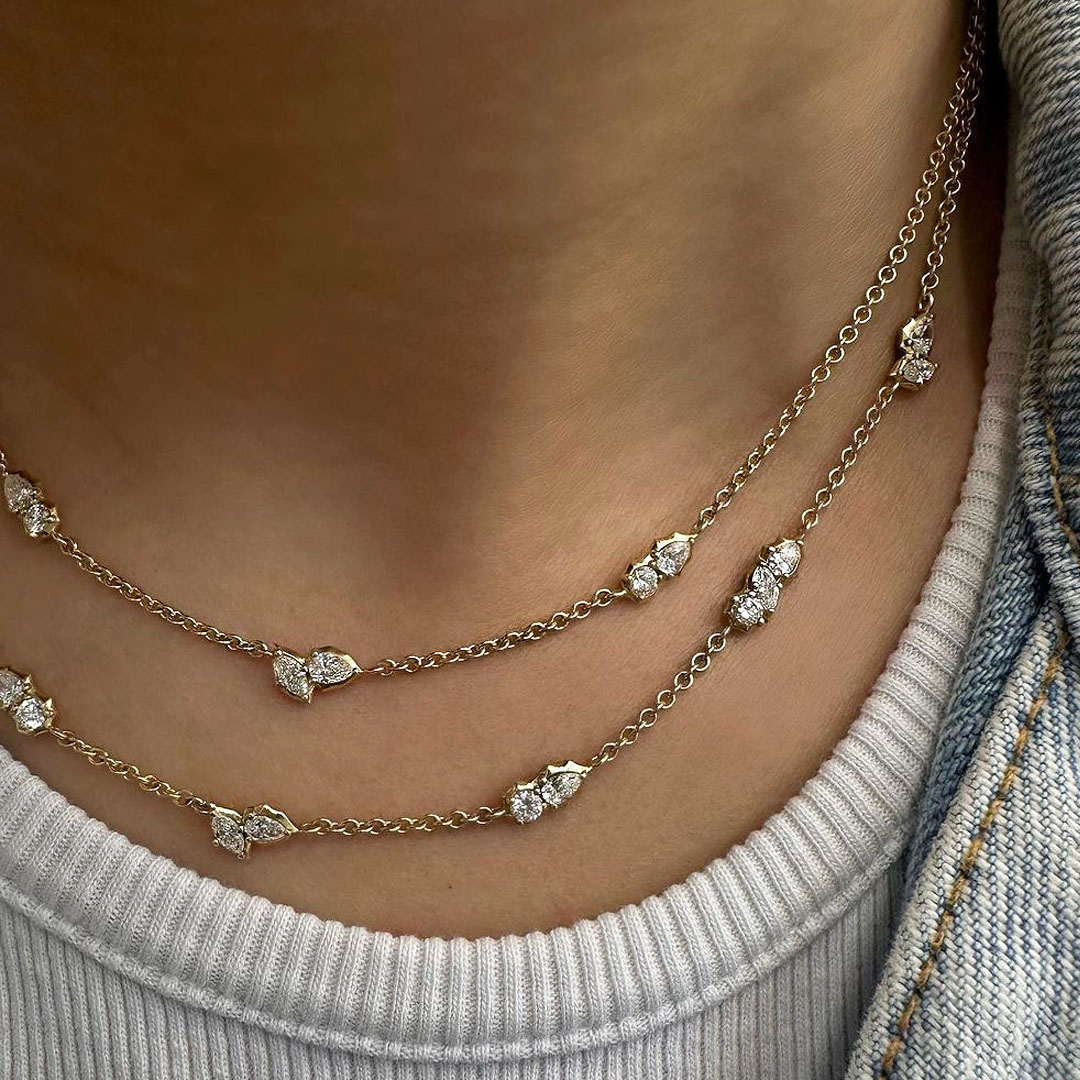 Double Layer White Sapphire Necklace