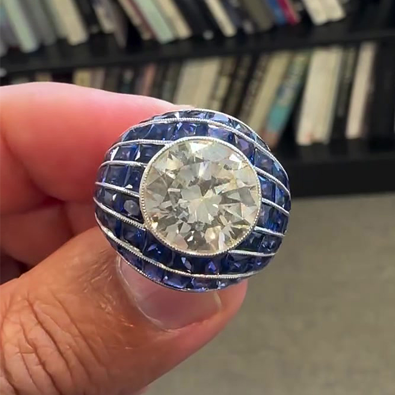 Bezel Setting 5ct Round Cut White Sapphire Cocktail Ring For Men