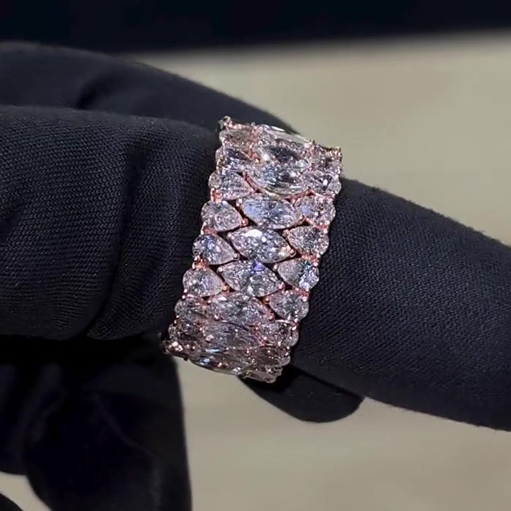 8.5ct Magnificent Marquise&Pear Cut White Sapphire Wedding Set/3pcs