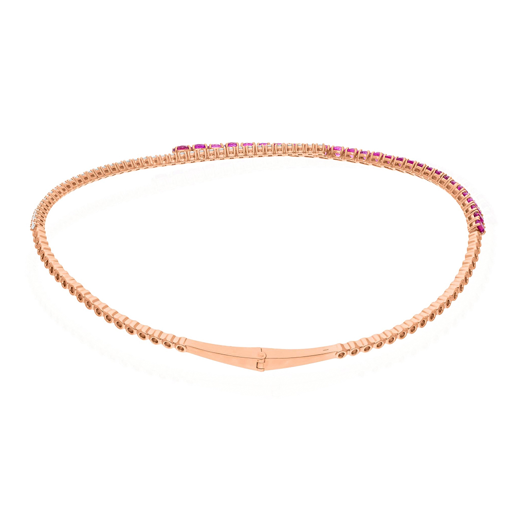 Two Tone Pink&White Sapphire Open Choker Necklace