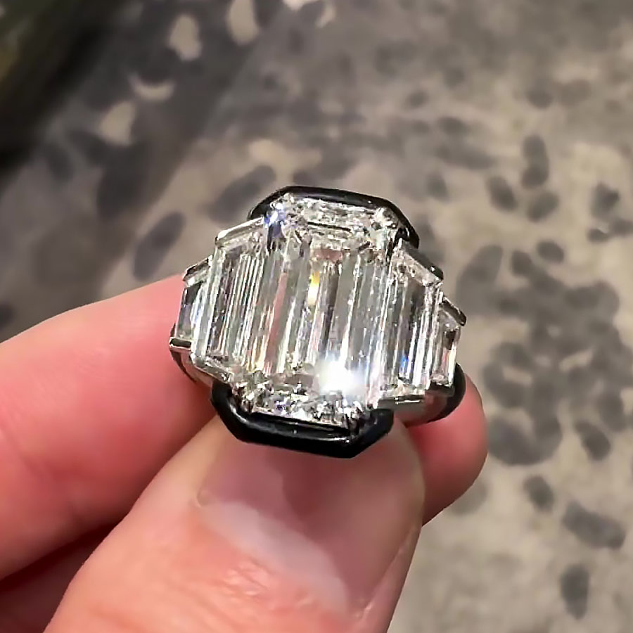 5ct Five-Stone Emerald Cut White Sapphire Engagement Ring