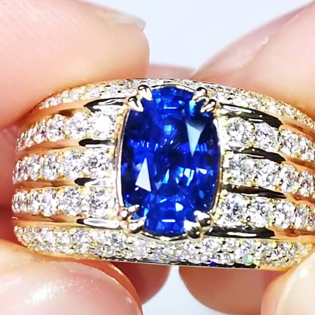 5ct Channel Setting Oval Cut Sapphire Wedding Band