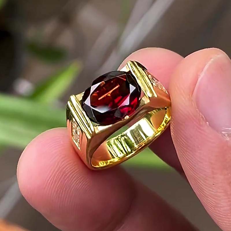 3ct Oval Cut Ruby Sapphire Men's Engagement Ring