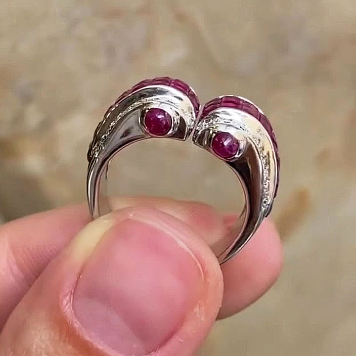 10.35ct Open Design Princess Cut Ruby Sapphire Wedding Band