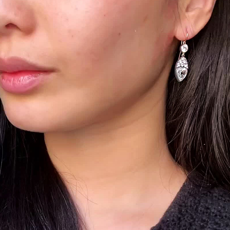 Art Deco Round Cut White Sapphire Drop Earrings