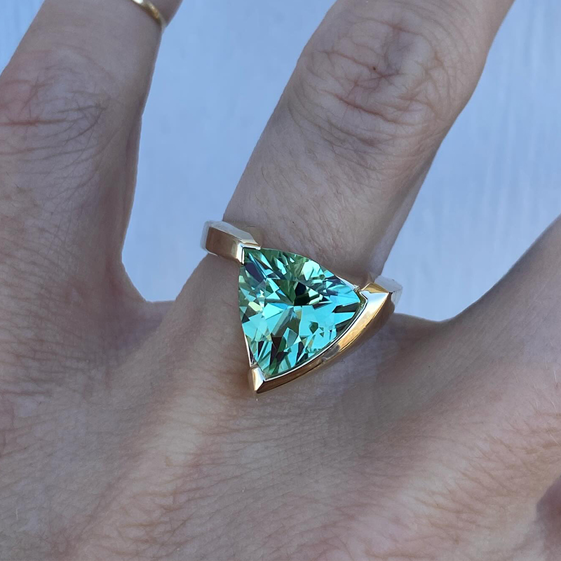 4ct Triangular Cut Aquamarine Sapphire Engagement Ring