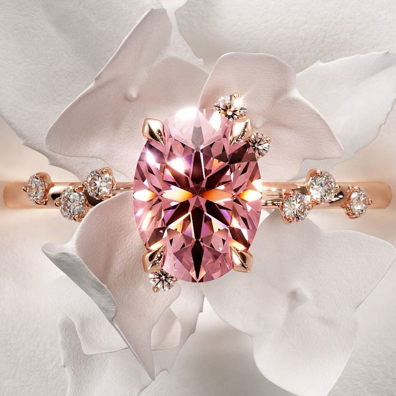 3ct Oval Cut Pink Sapphire Engagement Ring