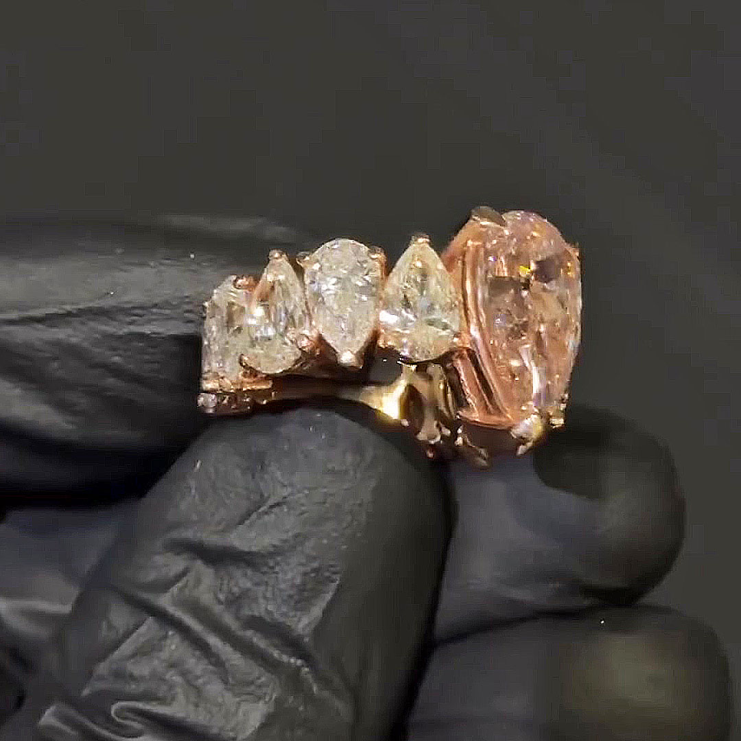 4ct Pear Cut Pink Sapphire Engagement Ring