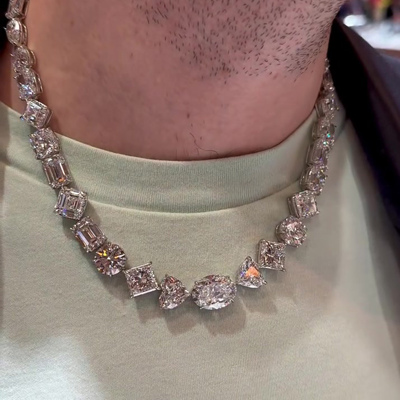 Multi-Cut White Sapphire Men's Necklace