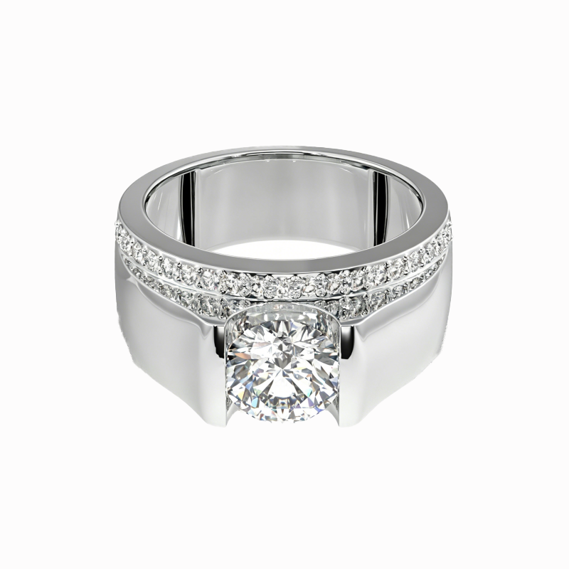 4.25ctw Round Cut White Sapphire / Moissanite Wedding Band (2 Material Options)