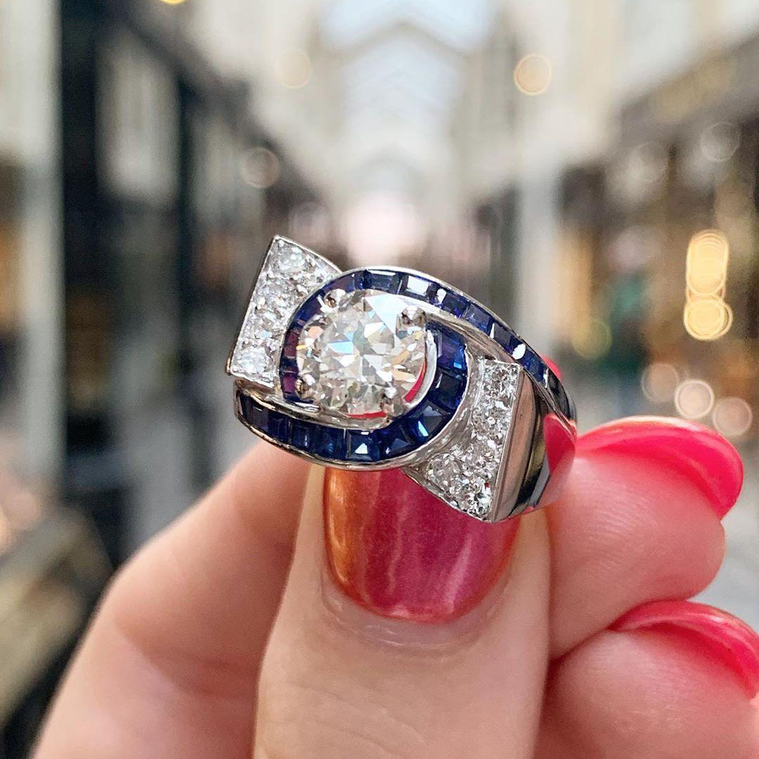 3ct Art Deco Round Cut White Sapphire Engagement Ring