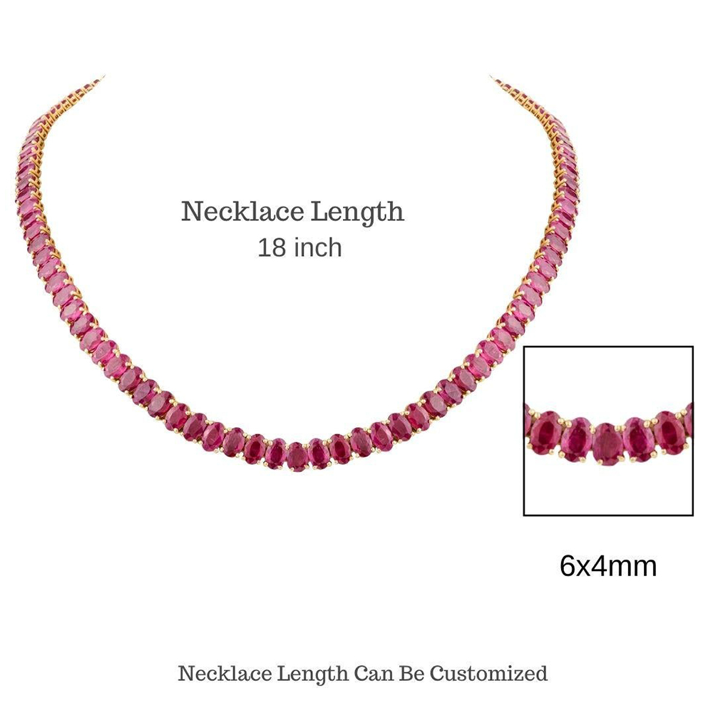 Classic Oval Cut Ruby Sapphire Tennis Necklace