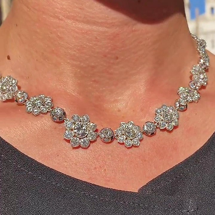 Art Deco Round Cut White Sapphire Necklace