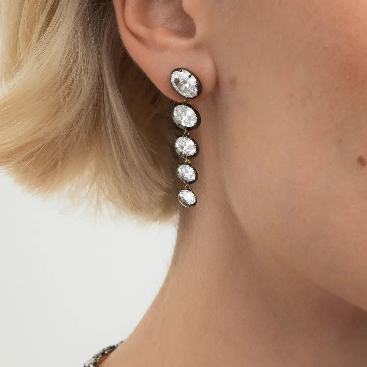 Oval Cut White Sapphire Stud Earrings