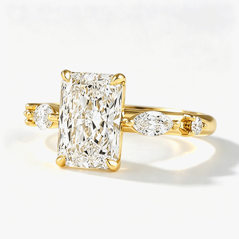 Classic 2ct Crushed Ice Radiant Cut White Sapphire Engagement Ring