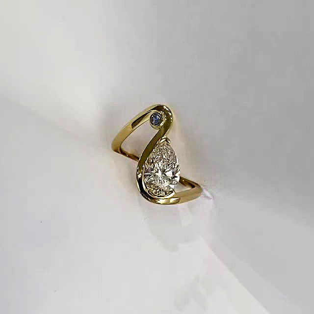 2ct Pear Cut White Sapphire Engagement Ring