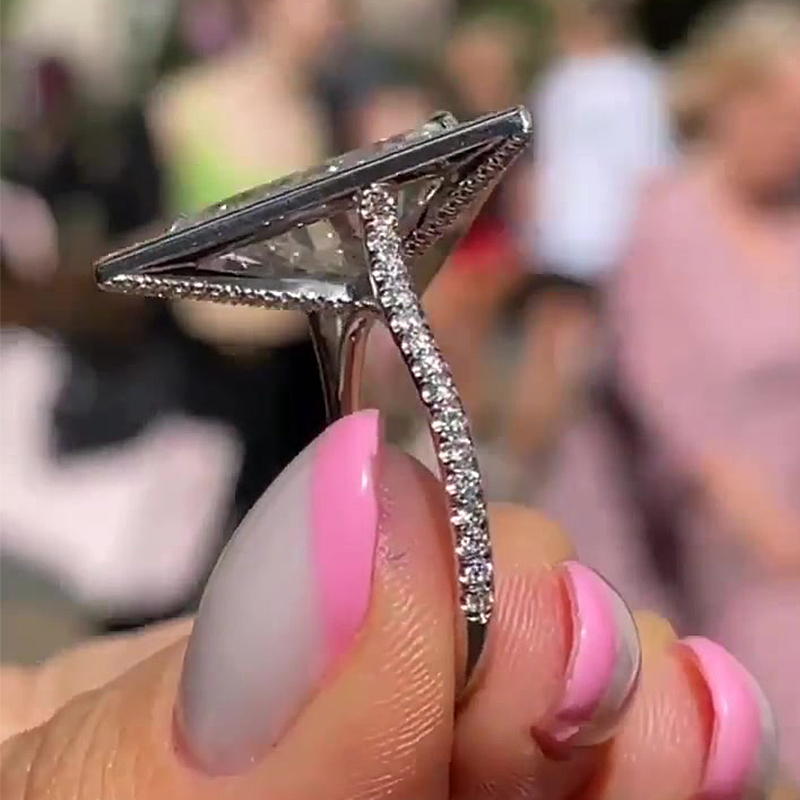 Triangular Shank Diamond Accented White Sapphire Ring