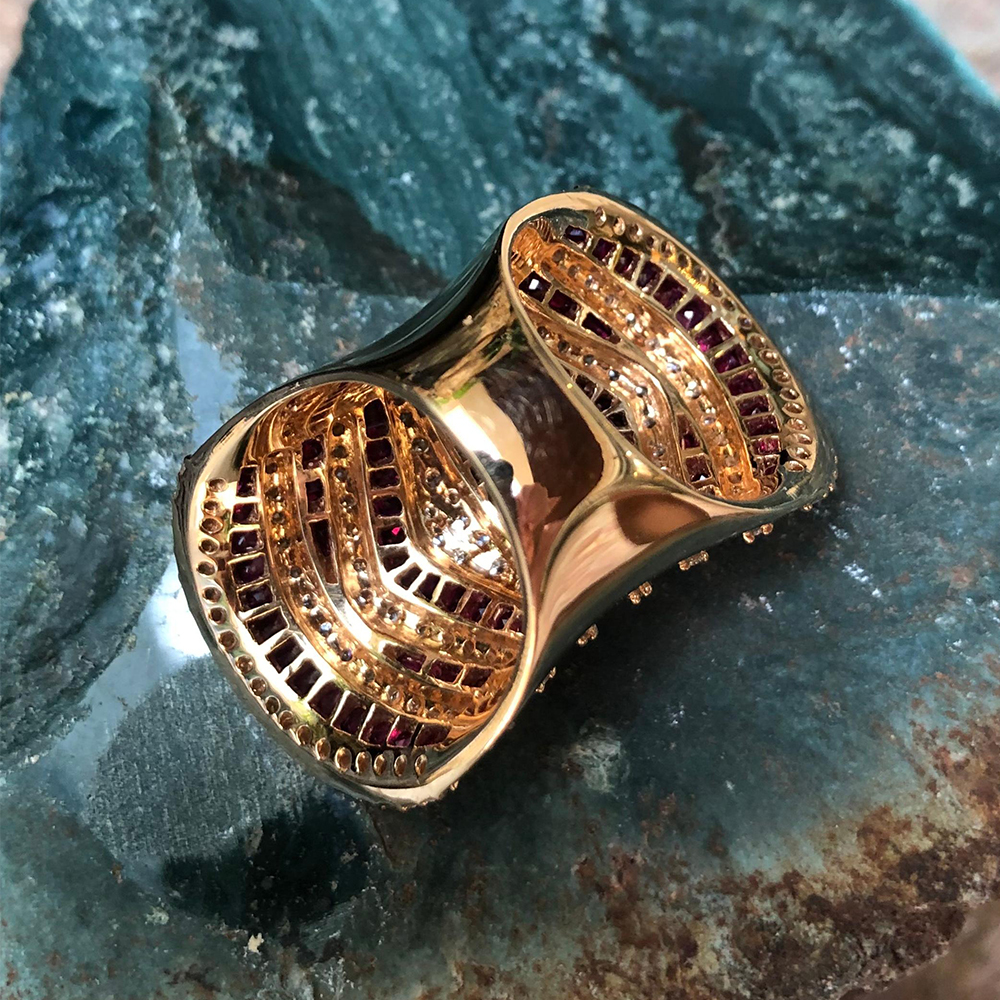 Magnificent 9.77ct Multi-cut Ruby Sapphire Cocktail Ring