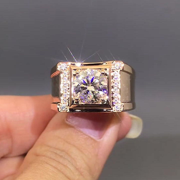 4ct Round Cut White Sapphire Men's Engagement Ring