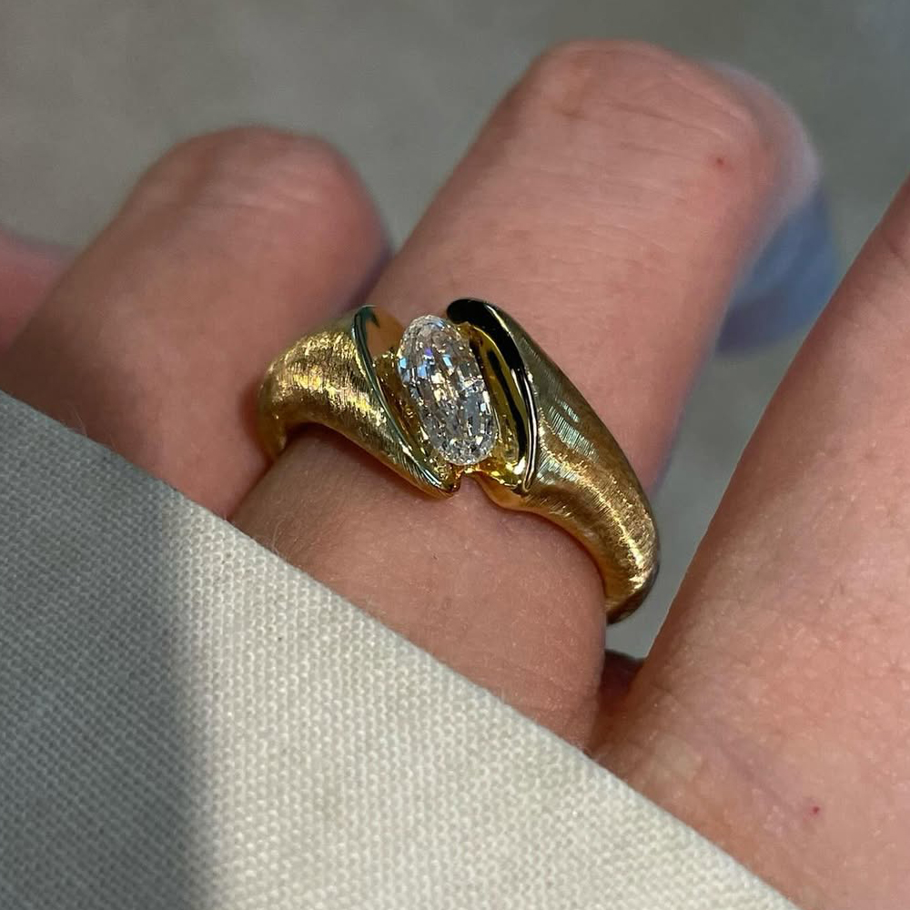 1ct Oval Cut White Sapphire Solitaire Ring