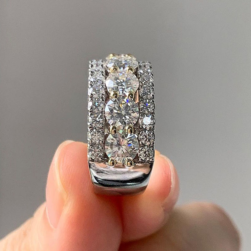 6.25ct Round Cut White Sapphire Half Eternity Ring