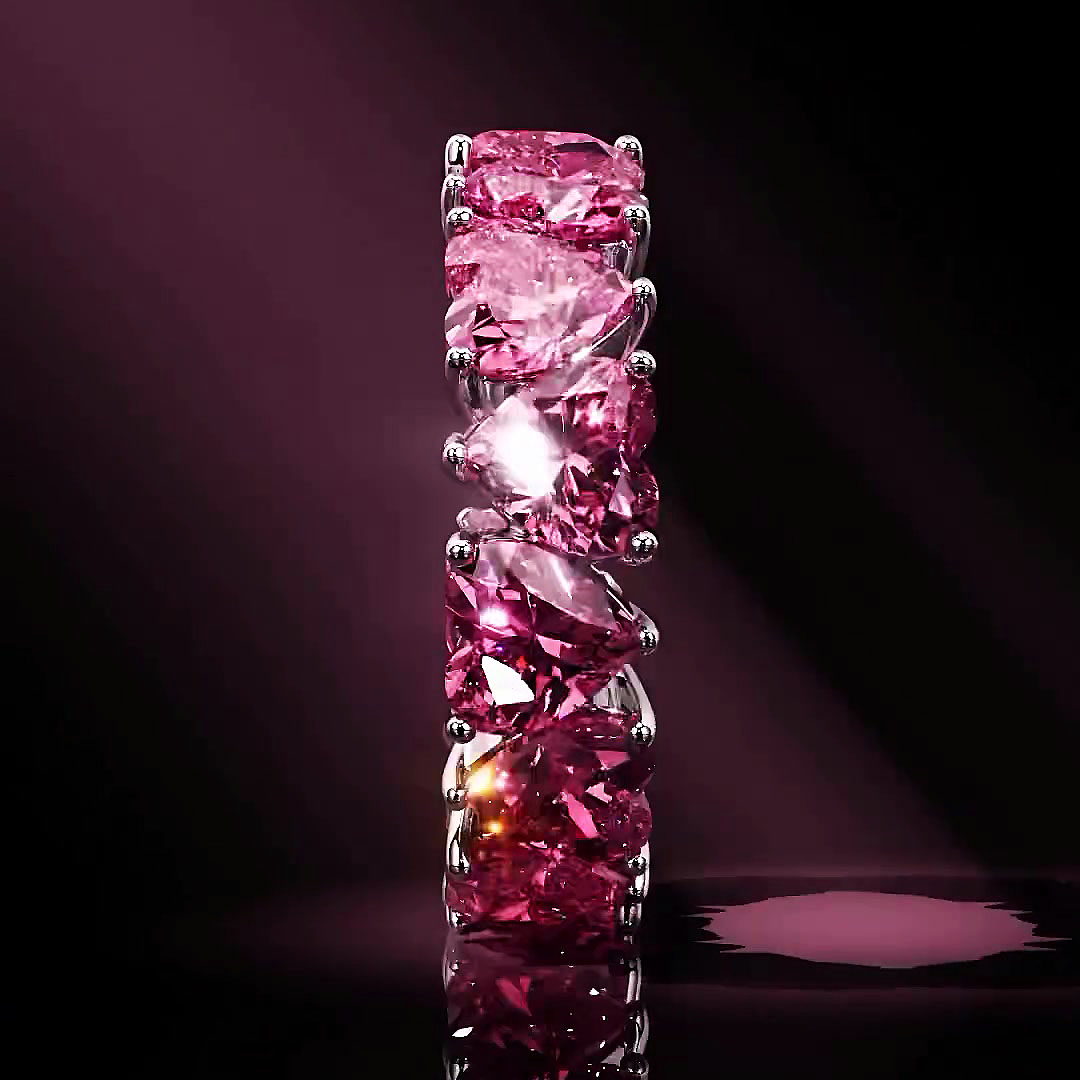 5.75ct Heart Cut Ruby ​​Sapphire Eternity Ring