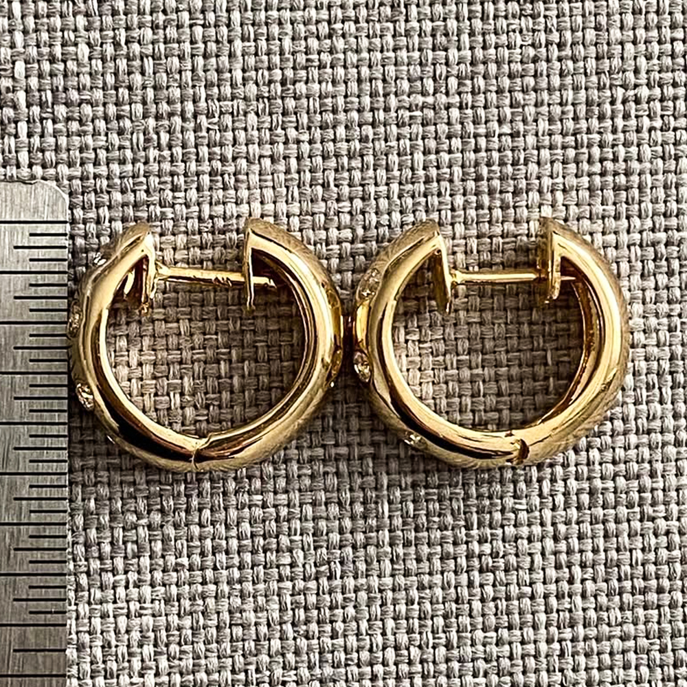 Round Cut Scattered Diamond Huggie Earrings