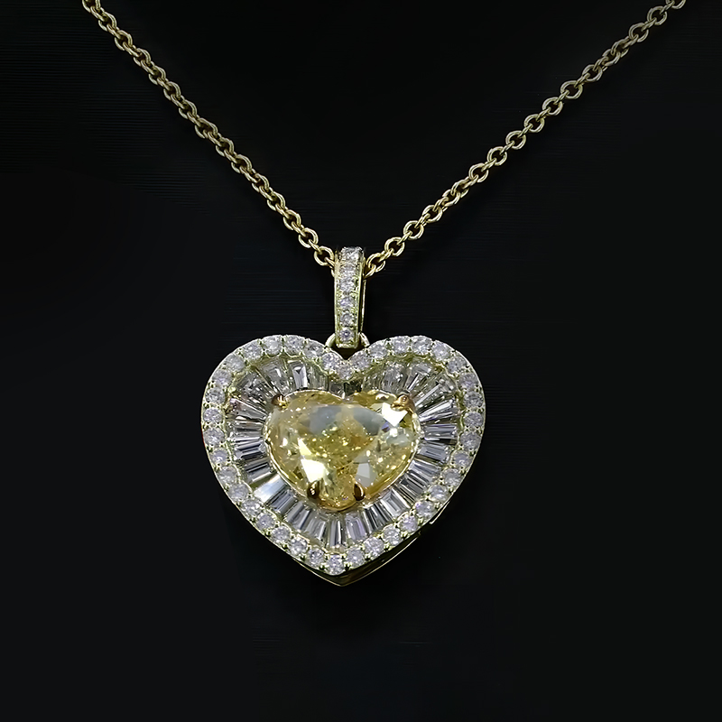 Heart Cut Yellow Sapphire Pendant Necklace