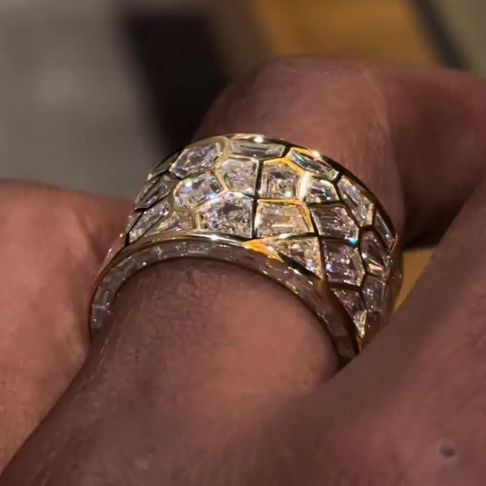 4.8ct Multi Cut Irregular White Sapphire Band for Men