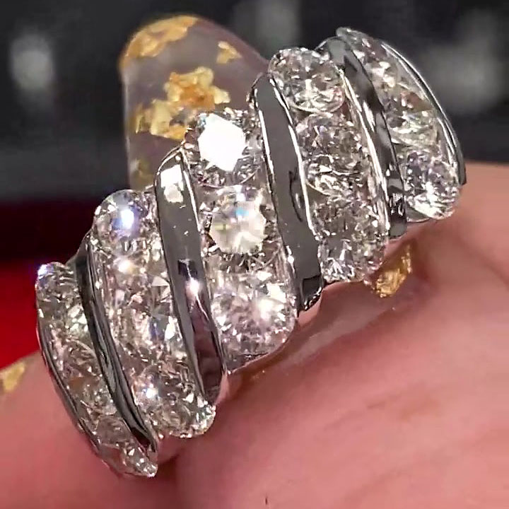 7.5ct Art Deco Round Cut White Sapphire Eternity Ring