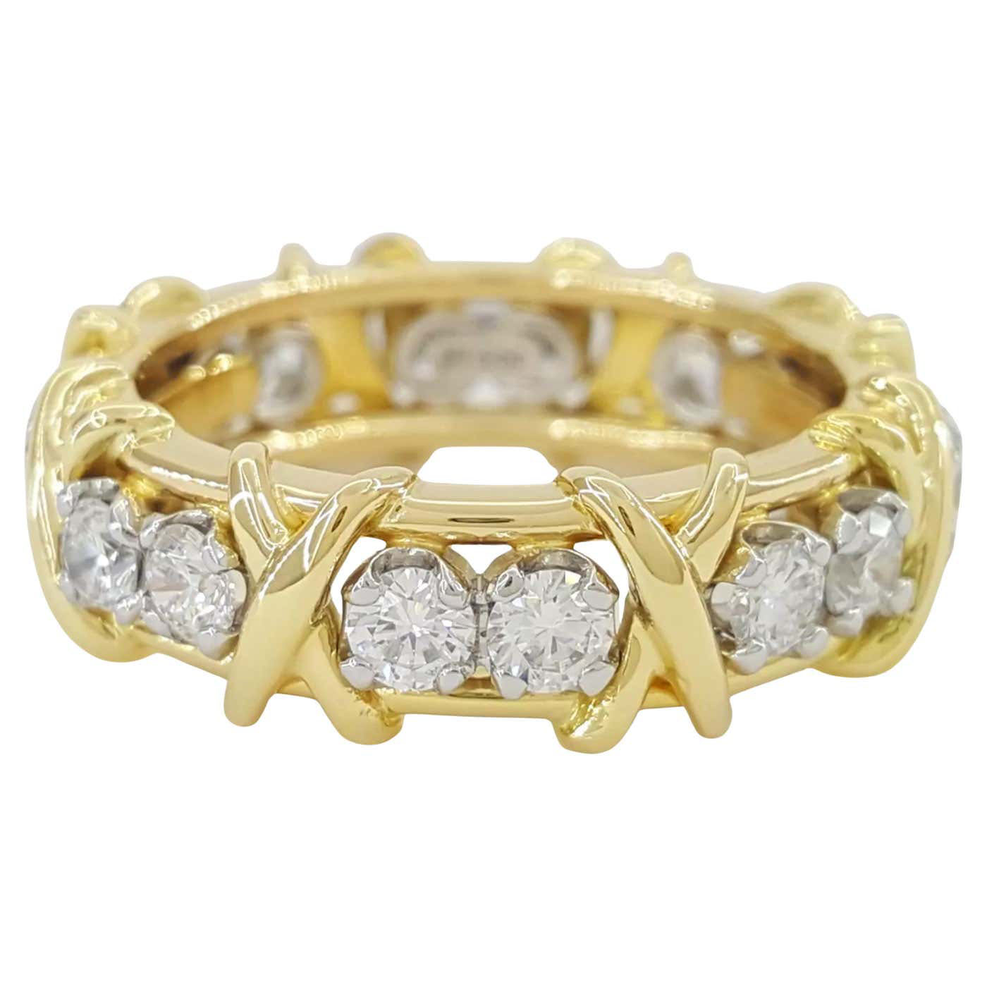 Luxury 16-stone Diamond Ring In Gold Plating