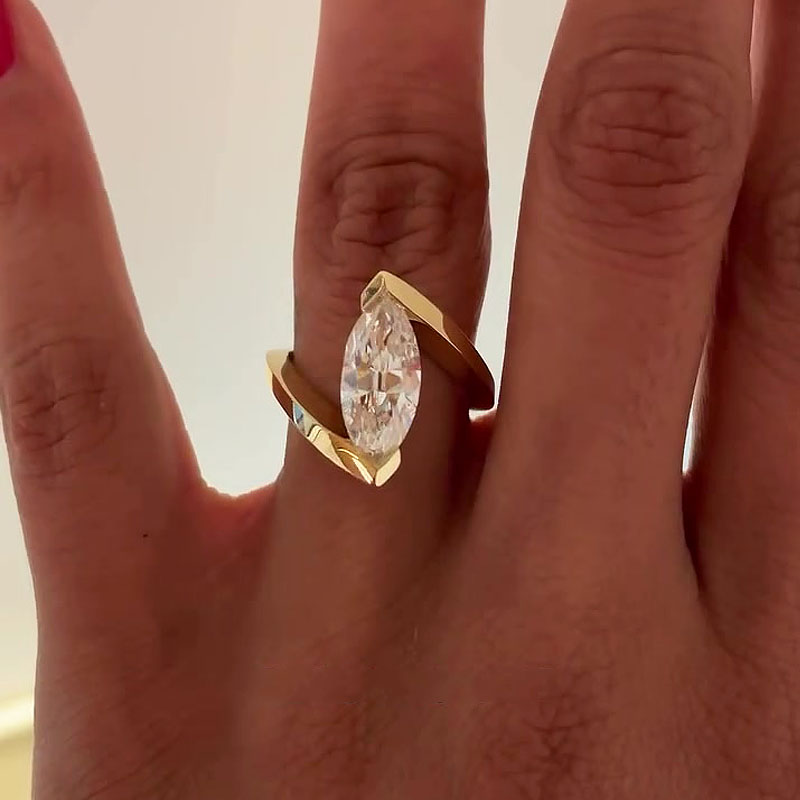 3ct Marquise Cut White Sapphire Engagement Ring