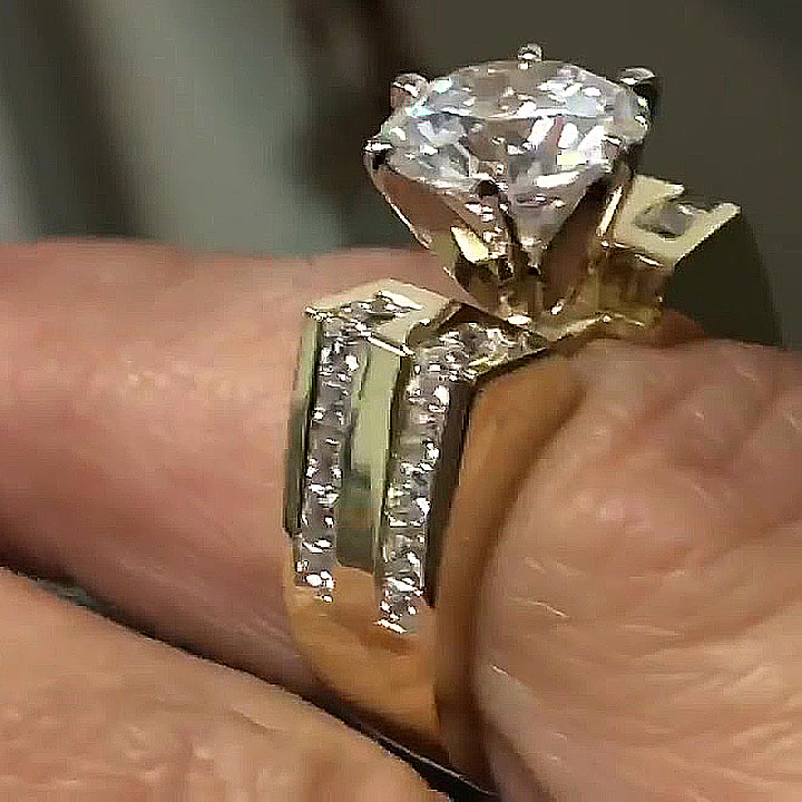 3ct Round Cut White Sapphire Engagement Ring