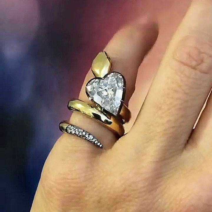 3ct Snake Heart Cut White Sapphire Engagement Ring