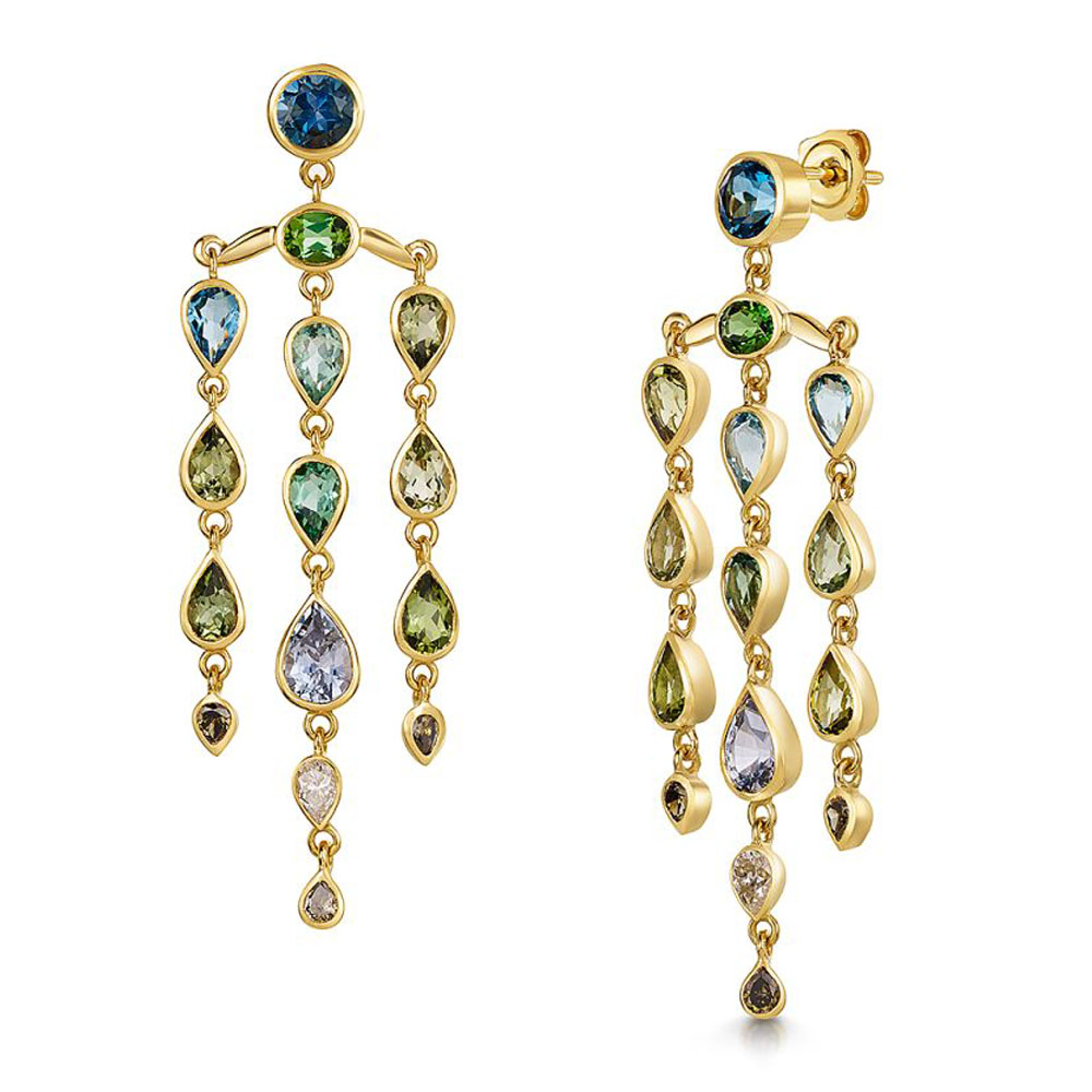 Lios Tassel Design Multi Color Gemstone Drop Earrings