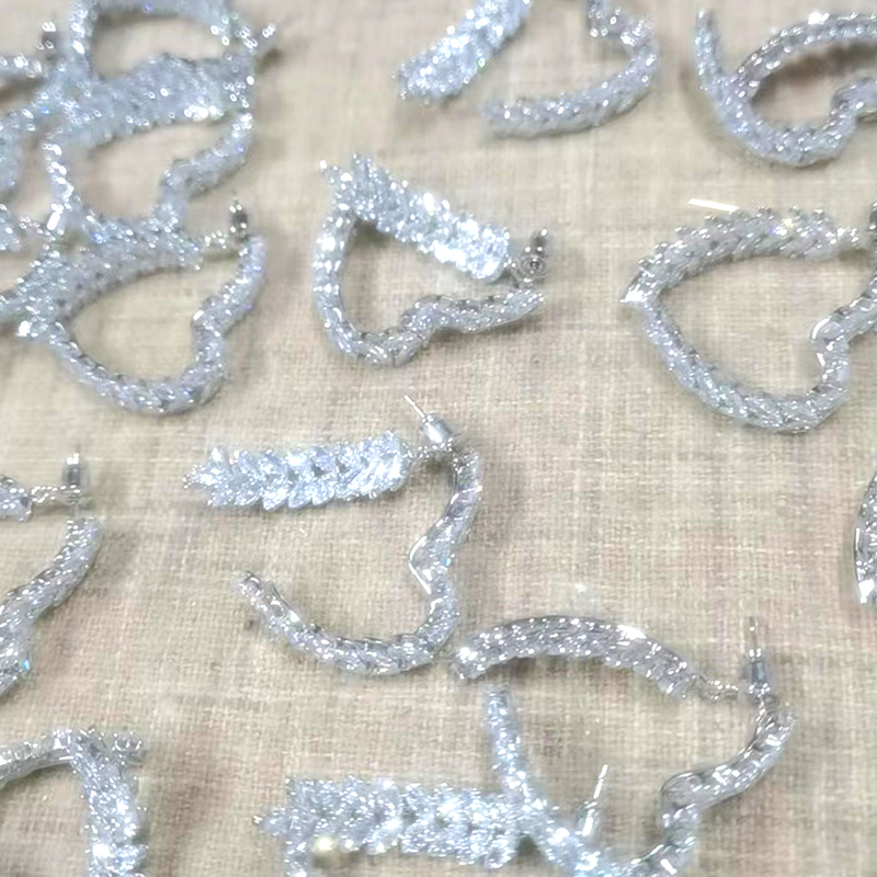 Heart Shape Marquise Cut White Sapphire Dangle Earrings