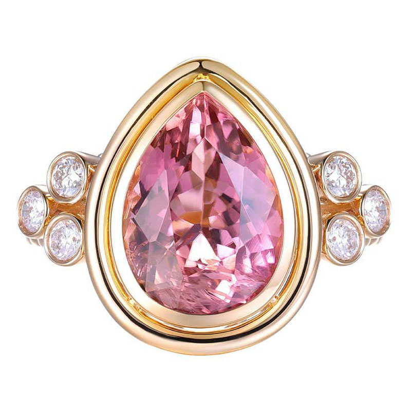 Bezel Stting 4ct Pear Cut Pink Sapphire Engagement ring