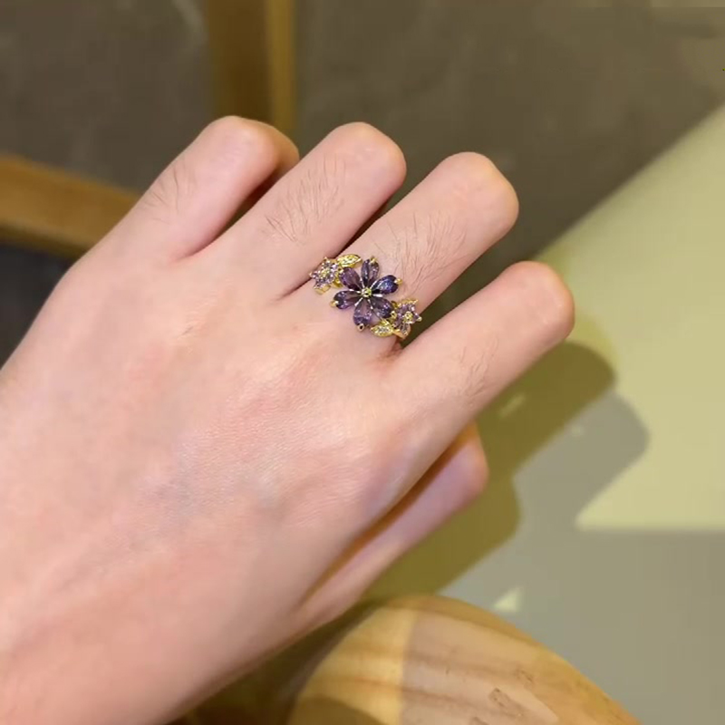 9.85ctw Pear Cut Amethyst Sapphire Flower Cocktail Ring (2 Color Options)