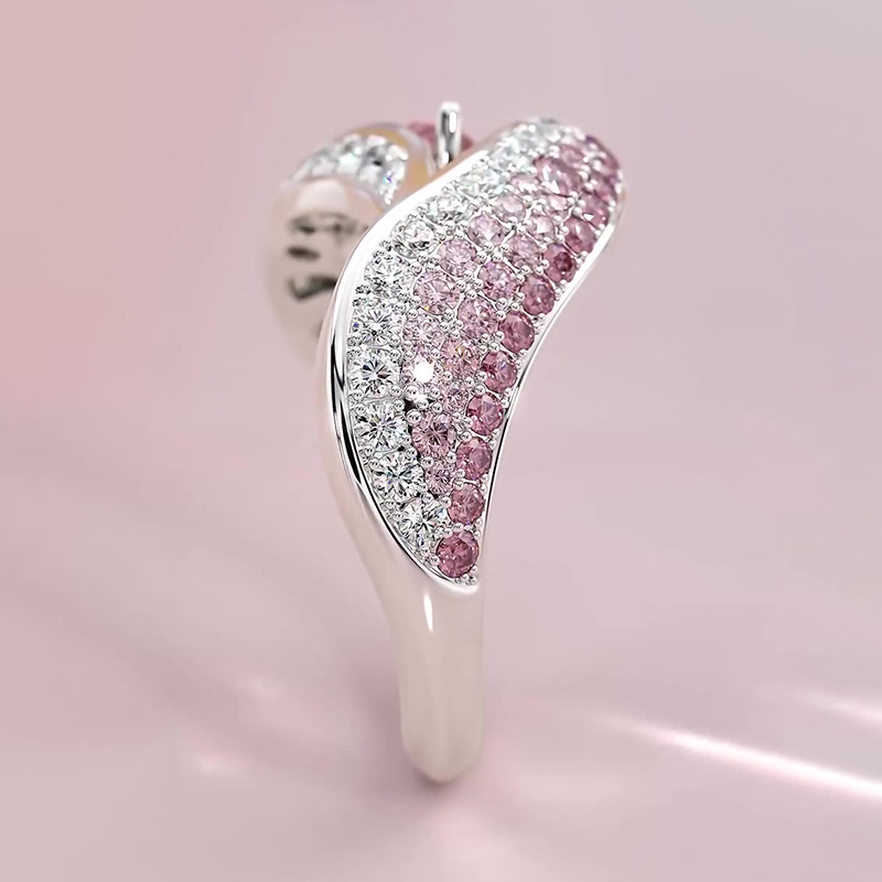 1.5ct Pear Cut Pink Sapphire Hollow Diamond Accented Engagement Ring