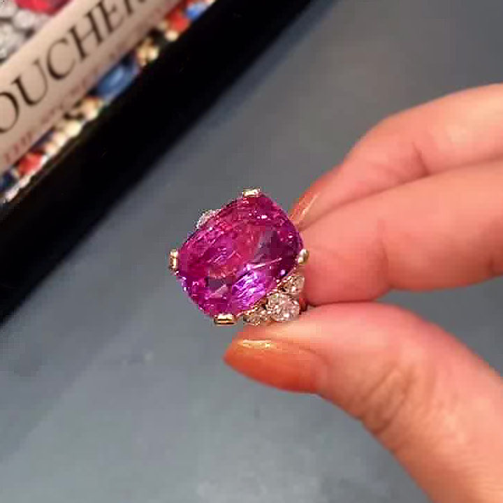 6ct Cushion Cut Pink Sapphire Engagement Ring