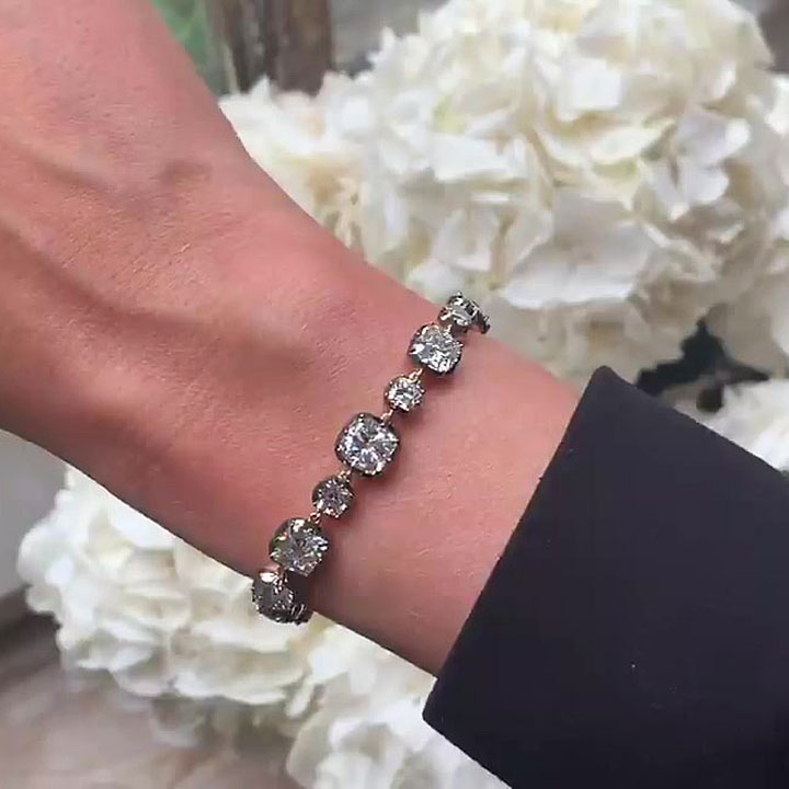 Cushion Cut White Sapphire Bracelet