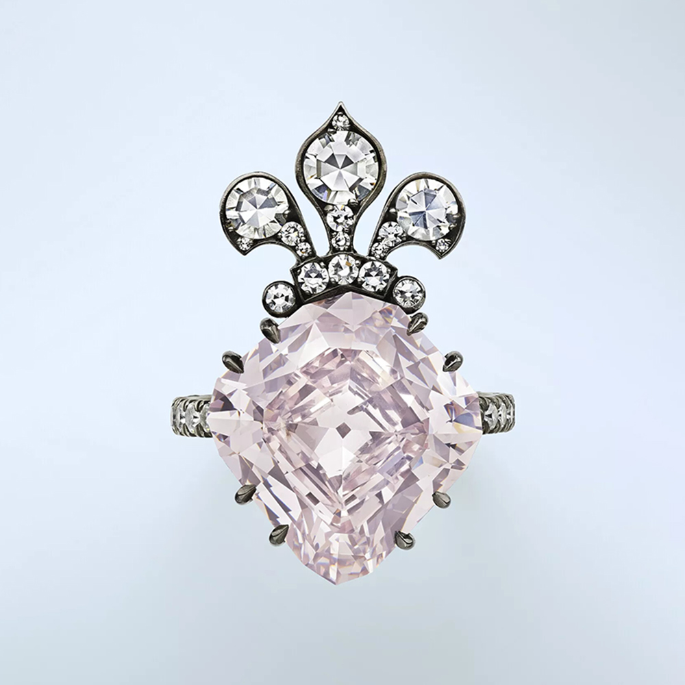 Gothic 4ct Cushion Cut Pale Pink Sapphire Engagement Ring